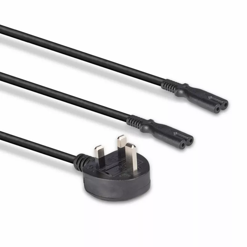 Lindy 2,5 m UK-stekker type G naar 2x IEC C7 splitter-verlengkabel, zwart