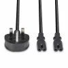 Lindy 2,5 m UK-stekker type G naar 2x IEC C7 splitter-verlengkabel, zwart