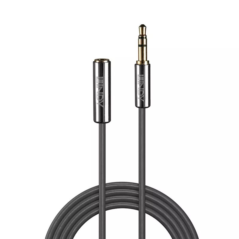Lindy 5m 3,5mm verleng-audiokabel, Cromo Line, 3,5mm, stekker, 3,5mm, stekker, 5 m, antraciet