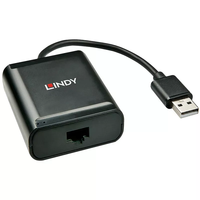 Lindy 60m 4-poorts USB 2.0 Cat.6 extender, USB 2.0, RJ-45, USB 2.0, zwart, metaal, 52 mm, 60 mm