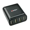 Lindy 60m 4-poorts USB 2.0 Cat.6 extender, USB 2.0, RJ-45, USB 2.0, zwart, metaal, 52 mm, 60 mm