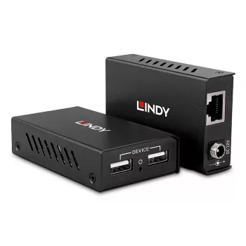 Lindy 100m 2-poorts USB 2.0 Cat. 6 extender, AV-zender & -ontvanger, 100 m, bedraad, zwart
