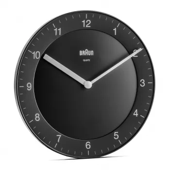 Braun BC 06 B quartzwandklok analoog zwart quartzklok rond zwart