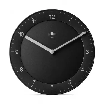 Braun BC 06 B quartzwandklok analoog zwart quartzklok rond zwart