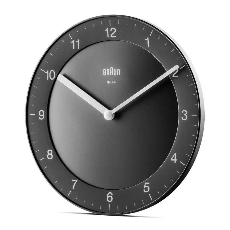 Braun BC 06 B quartzwandklok analoog zwart quartzklok rond zwart