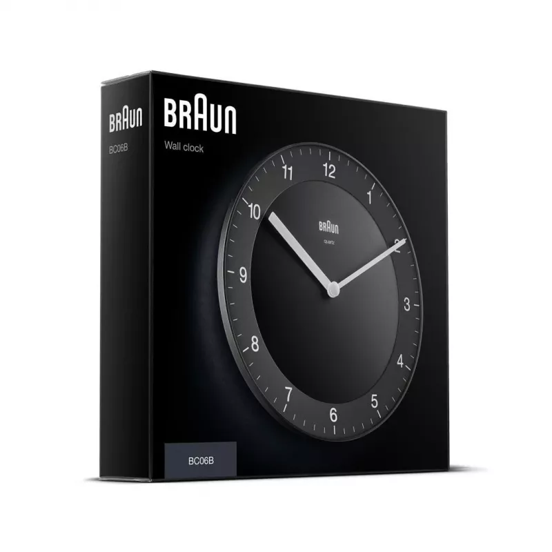 Braun BC 06 B quartzwandklok analoog zwart quartzklok rond zwart
