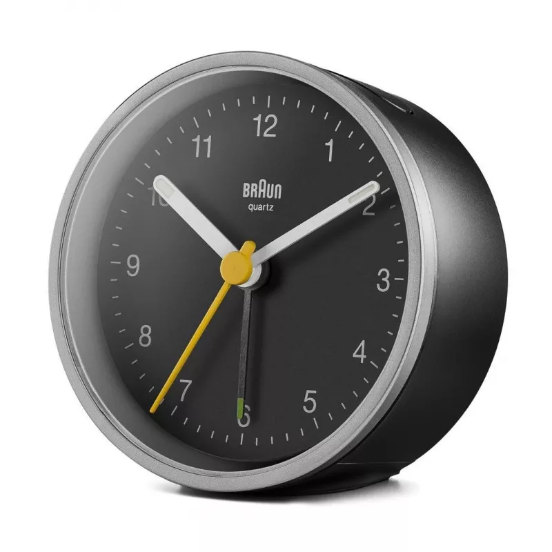 Braun BC12SB quartzwekker zwart, zilver