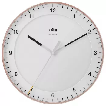 Wandklok BRAUN BC 17 PW DCF — analoge DCF-radio-klok, roze en wit