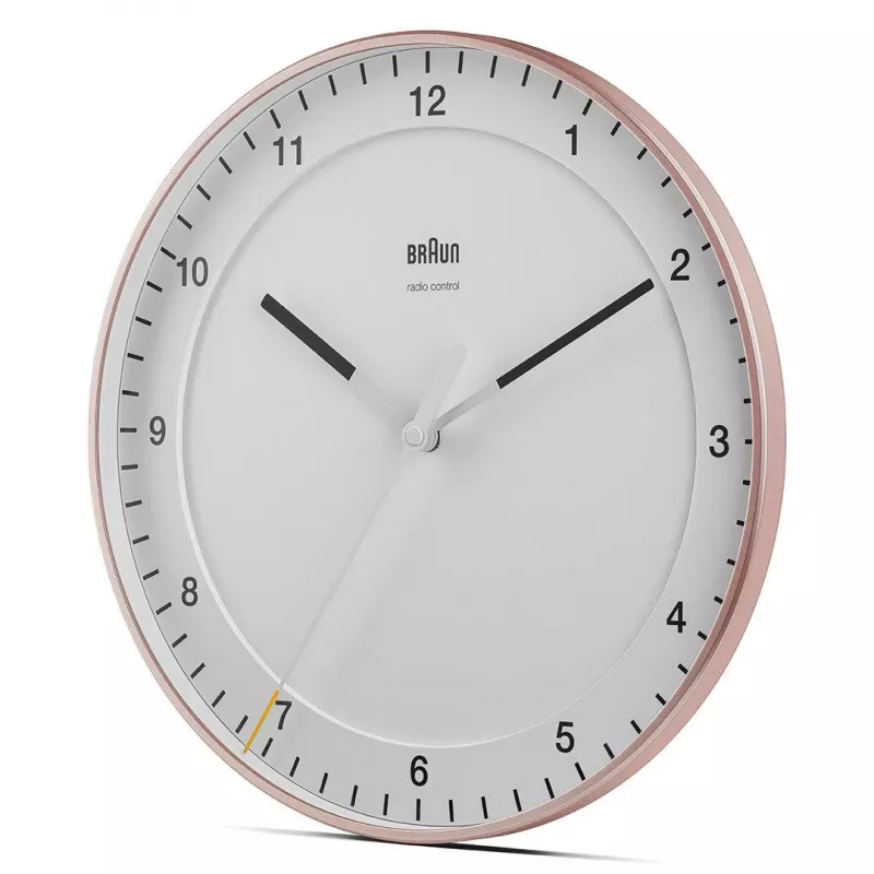Wandklok BRAUN BC 17 PW DCF — analoge DCF-radio-klok, roze en wit