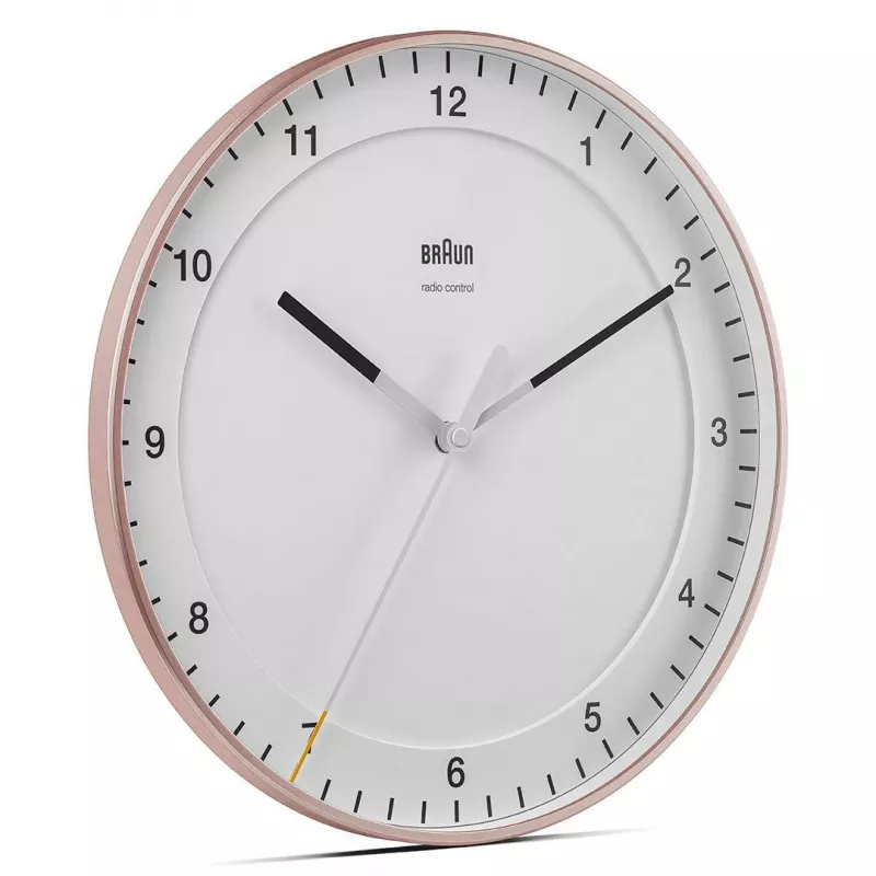 Wandklok BRAUN BC 17 PW DCF — analoge DCF-radio-klok, roze en wit
