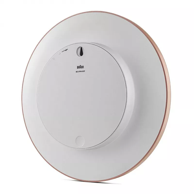 Wandklok BRAUN BC 17 PW DCF — analoge DCF-radio-klok, roze en wit
