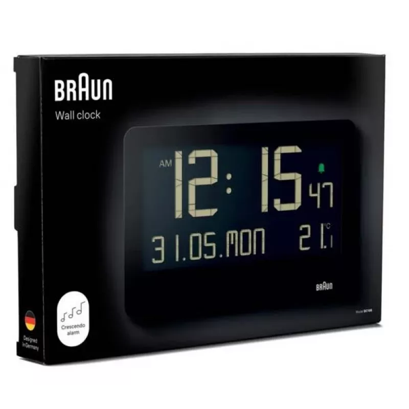 Wandklok BRAUN BC14 Quartz model 67702, analoge weergave, batterijgevoed