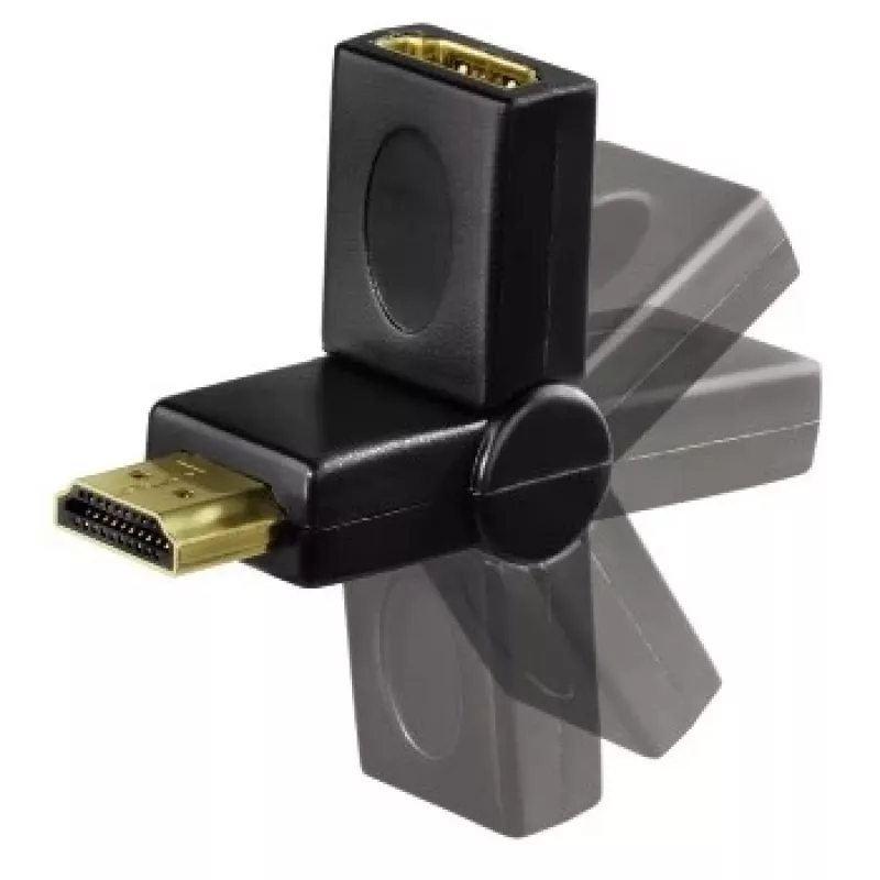 Hama compacte adapter HDMI-stekker - HDMI-bus, draaibaar, zwart