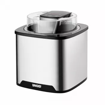 Unold ijsmachine Gelato 1,5 L, traditionele ijsmachine, 1,5 L, 1 kommen, zwart, roestvrij staal, 30 min, LCD