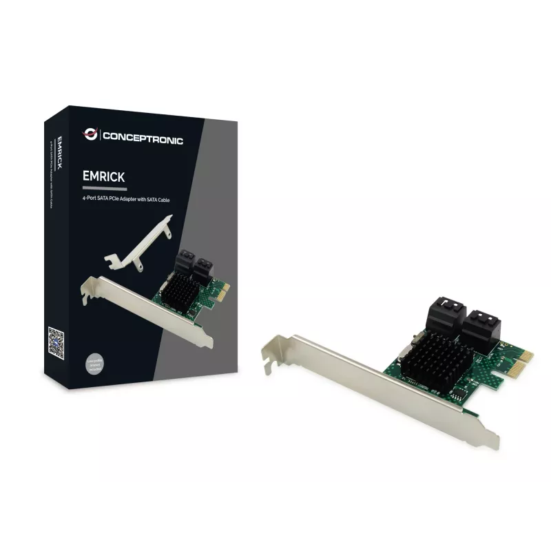 Conceptronic EMRICK 4-poorts SATA PCIe-adapter met SATA-kabel