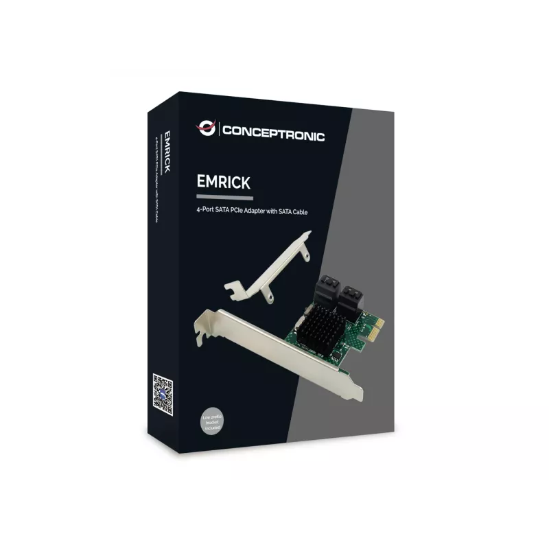 Conceptronic EMRICK 4-poorts SATA PCIe-adapter met SATA-kabel