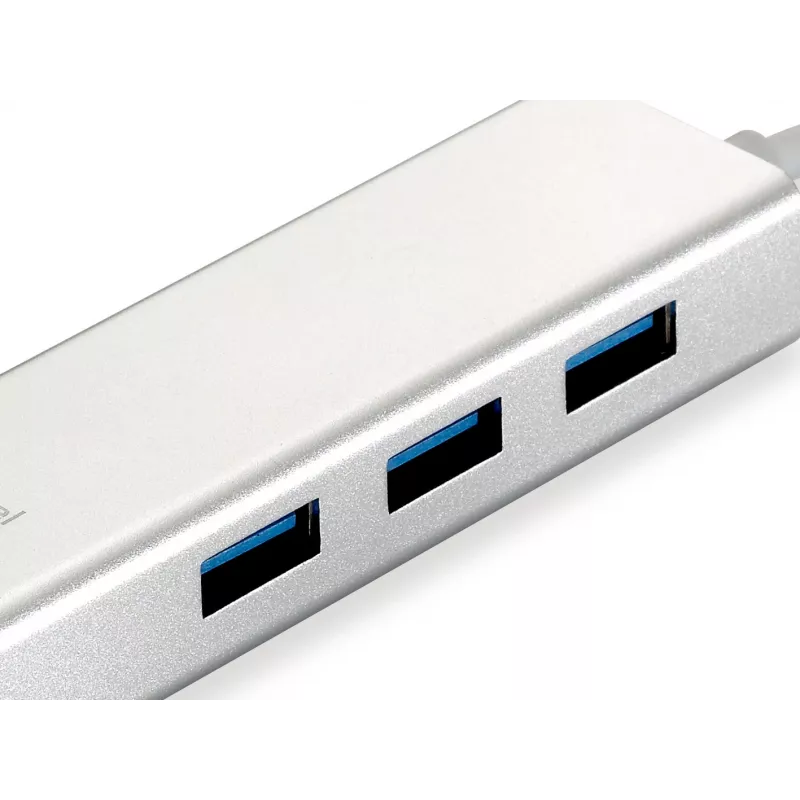 LevelOne Gigabit USB netwerkadapter, USB-hub, bedraad, USB, Ethernet, 1000 Mbit/s, zilver, wit