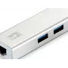 LevelOne Gigabit USB netwerkadapter, USB-hub, bedraad, USB, Ethernet, 1000 Mbit/s, zilver, wit