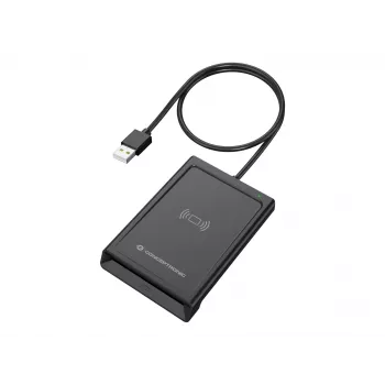 Conceptronic BIAN11B dual-interface smart-ID-kaartlezer, USB 2.0, Near Field Communication (NFC), 1 m, zwart, 100 g