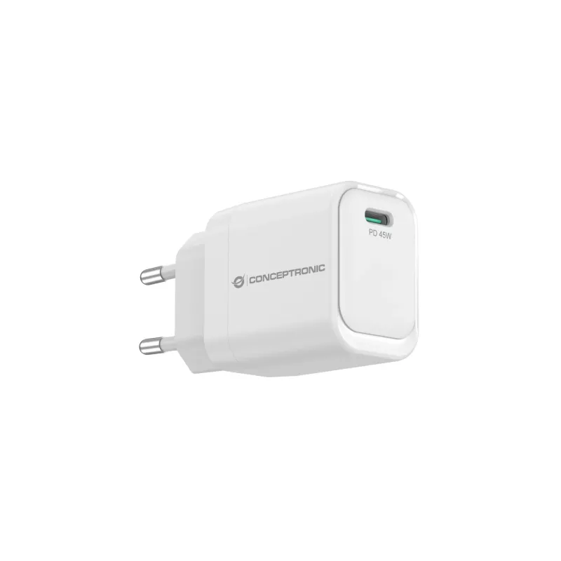 CONCEPTRONIC ALTHEA19W45 1-poorts 45W GaN USB-C PD-oplader met PPS, PD 3.0, 100–240V, wit