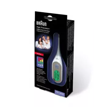 Braun PRT2000 digitale lichaamsthermometer contact blauw, wit onderarm