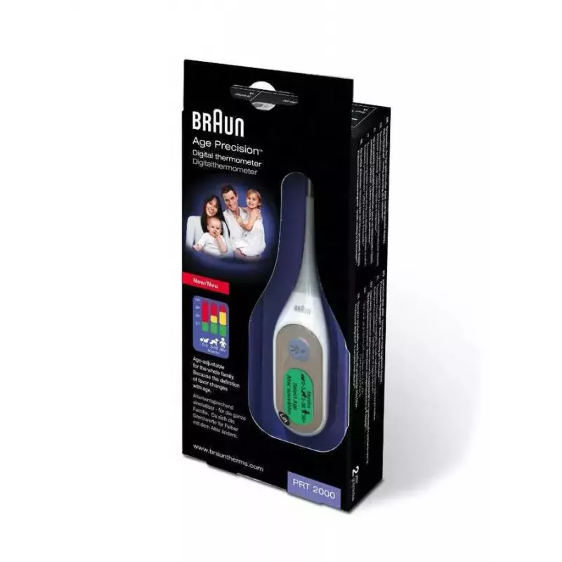 Braun PRT2000 digitale lichaamsthermometer contact blauw, wit onderarm