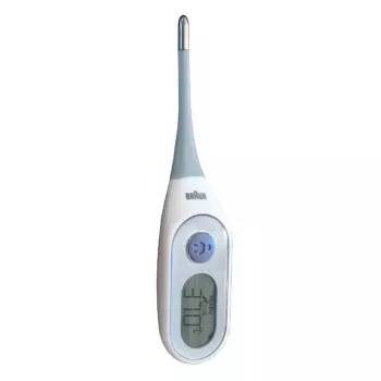 Braun PRT2000 digitale lichaamsthermometer contact blauw, wit onderarm