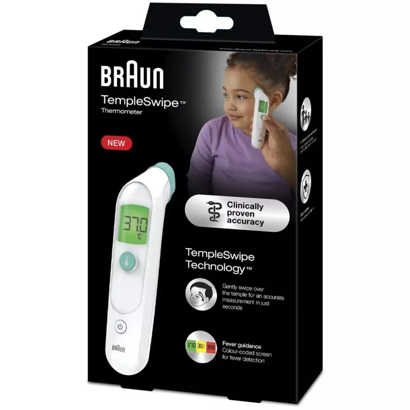 Braun BST200WE afstandsthermometer wit voorhoofd knoppen