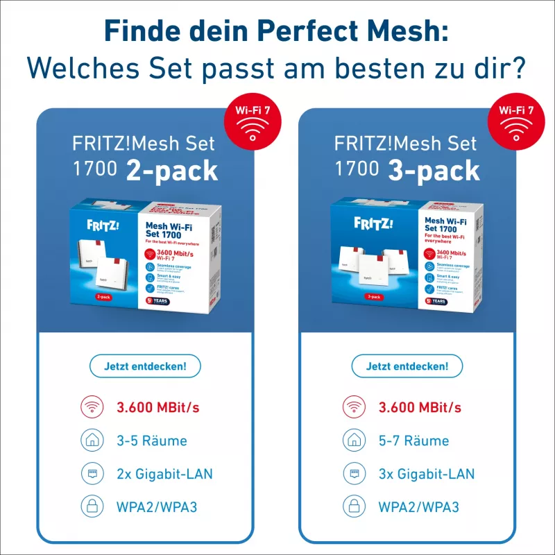 Draadloze mesh-set FRITZ 1700 3-pack, wit, interne antennes