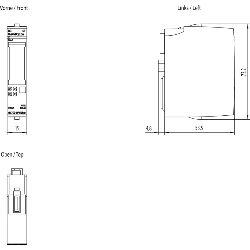 Siemens SIMATIC ET 200SP digitale uitgangsmodule, 8 TO, 6ES7132-6BF01-0BA0
