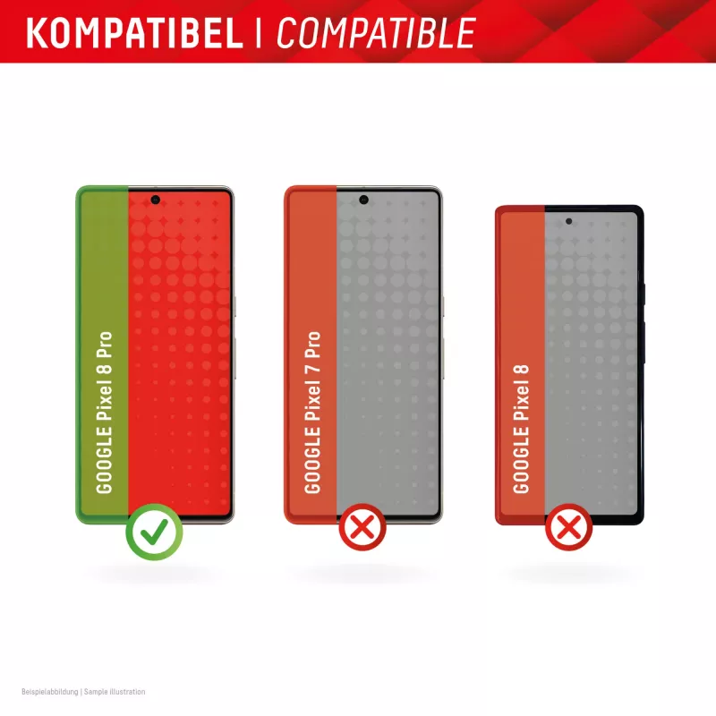 Displex displayschermbeschermfolie + hoesje voor Google Pixel 8 Pro, Eco montageframe, krasbestendig