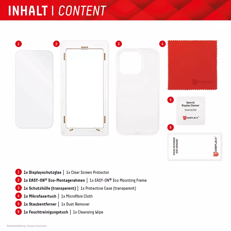 Displex displayschermbeschermfolie + hoesje voor Google Pixel 8 Pro, Eco montageframe, krasbestendig