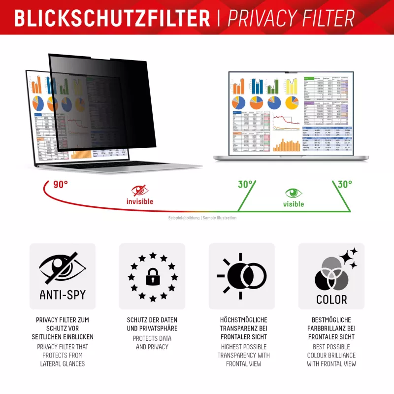Displex PRIVACY SAFE afneembare 2-weg privacyfilter voor 13,3-inch laptops (16:10)