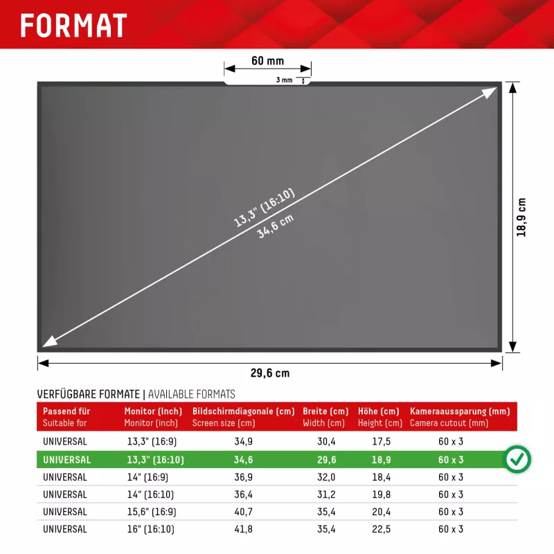 Displex PRIVACY SAFE afneembare 2-weg privacyfilter voor 13,3-inch laptops (16:10)