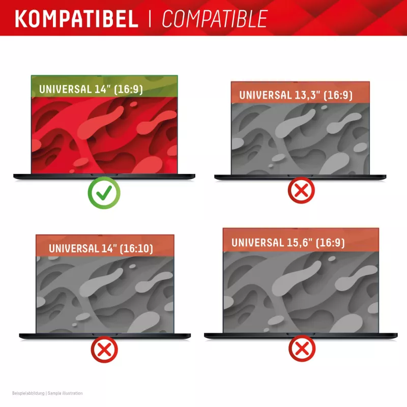 Displex PRIVACY SAFE afneembare 2-weg privacyfilter voor laptop/notebook (randloos/frameless) 14