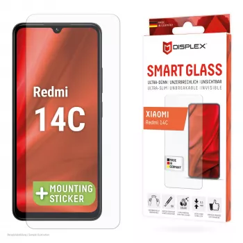 Displex Smart Glass (9H) voor Xiaomi Redmi 14C, montagesticker, onbreekbaar
