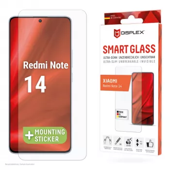 Displex Smart Glass (9H) voor Xiaomi Redmi Note 14, montagesticker, onbreekbaar