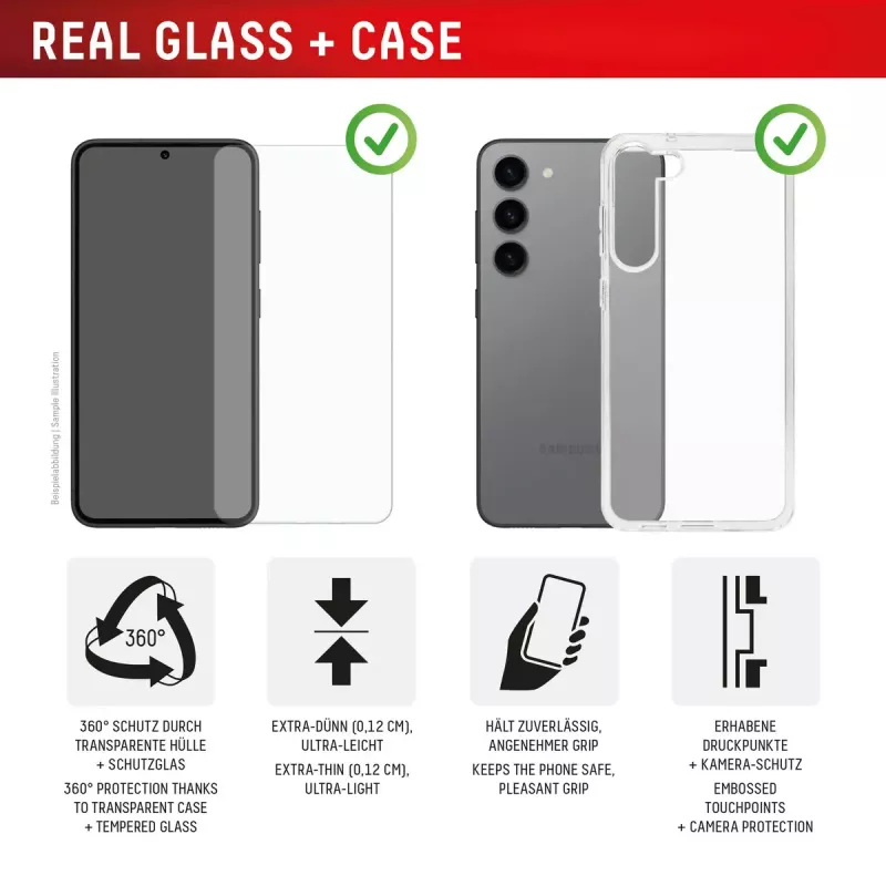 Tempered Glass Screen Protector + hoesje voor Samsung Galaxy A36 van e.v.i., Eco montageframe, krasbestendig, transparant