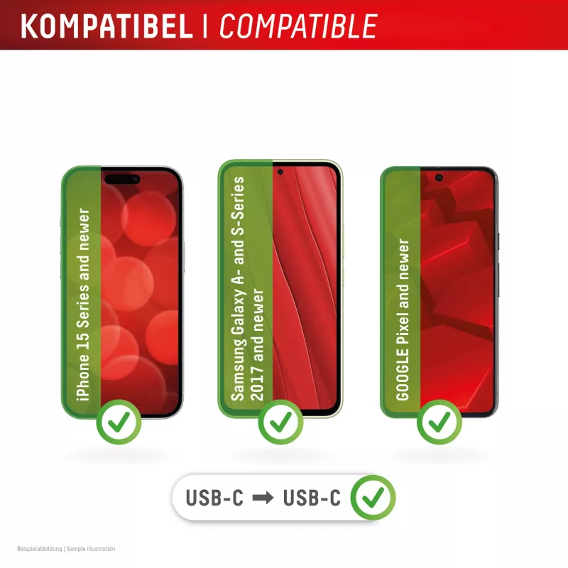 Displex Phone-to-Phone noodlader, USB-C naar USB-C, mini-stekker + flexkabel, compacte set van 2