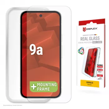 Displex displayschermglas + hoes voor Google Pixel 9a — gehard glas, Eco-montageframe, transparant, krasvast
