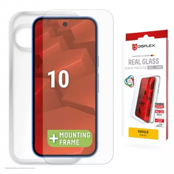 Tempered Glass screenprotector met hoes voor Google Pixel 10 van e.v.i. (DISPLEX echt glas + hoes)