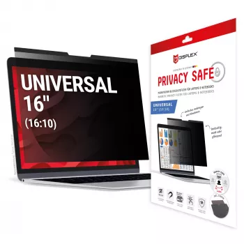 Privacyfilter e.v.i. Displex PRIVACY SAFE magnetisch 2-weg voor 16 inch (16:10) laptop / notebook, randloos, glanzend/mat, 3H