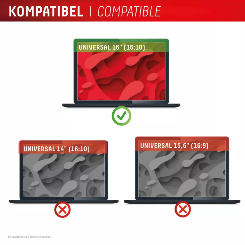 Privacyfilter e.v.i. Displex PRIVACY SAFE magnetisch 2-weg voor 16 inch (16:10) laptop / notebook, randloos, glanzend/mat, 3H