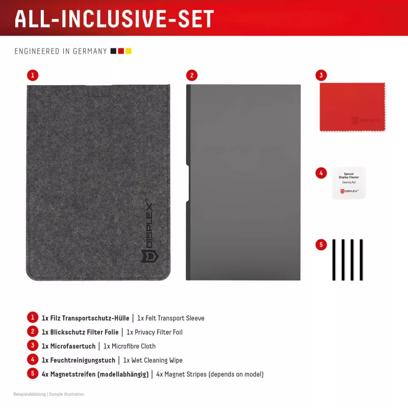 Privacyfilter e.v.i. Displex PRIVACY SAFE magnetisch 2-weg voor 16 inch (16:10) laptop / notebook, randloos, glanzend/mat, 3H