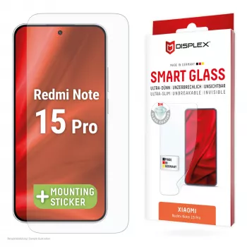 Tempered Smart Glass displayschermbescherming e.v.i. voor Xiaomi Redmi Note 15 Pro (9H), montagesticker, transparant, 1 stuk