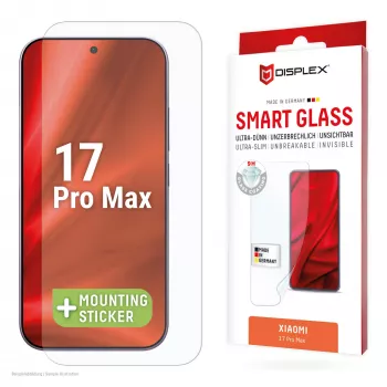 Tempered Smart Glass displayschermfolie e.v.i. voor Xiaomi 17 Pro Max (9H), montagesticker, transparant, 1 stuk