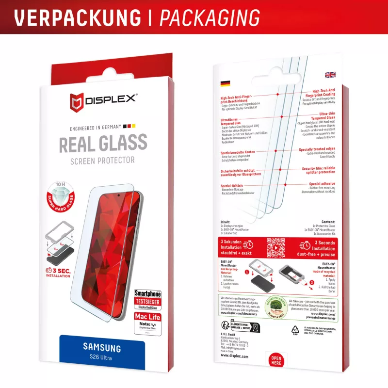 Displex displayschermfolie (10H) voor Samsung S26 Ultra, krasvast