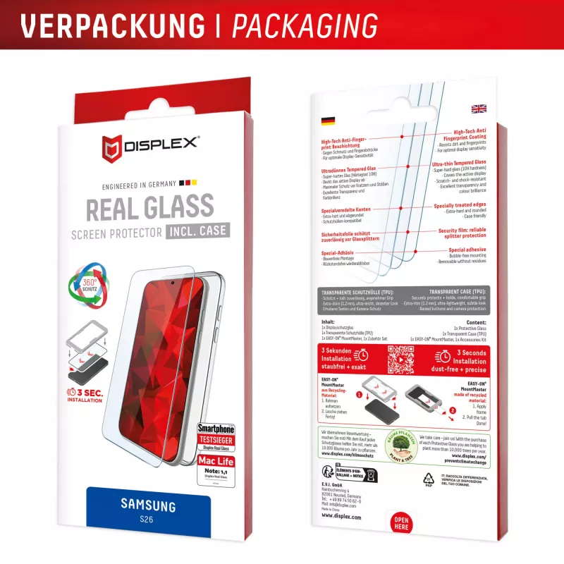 Displex displayschermbescherming + hoes voor Samsung S26, krasvast
