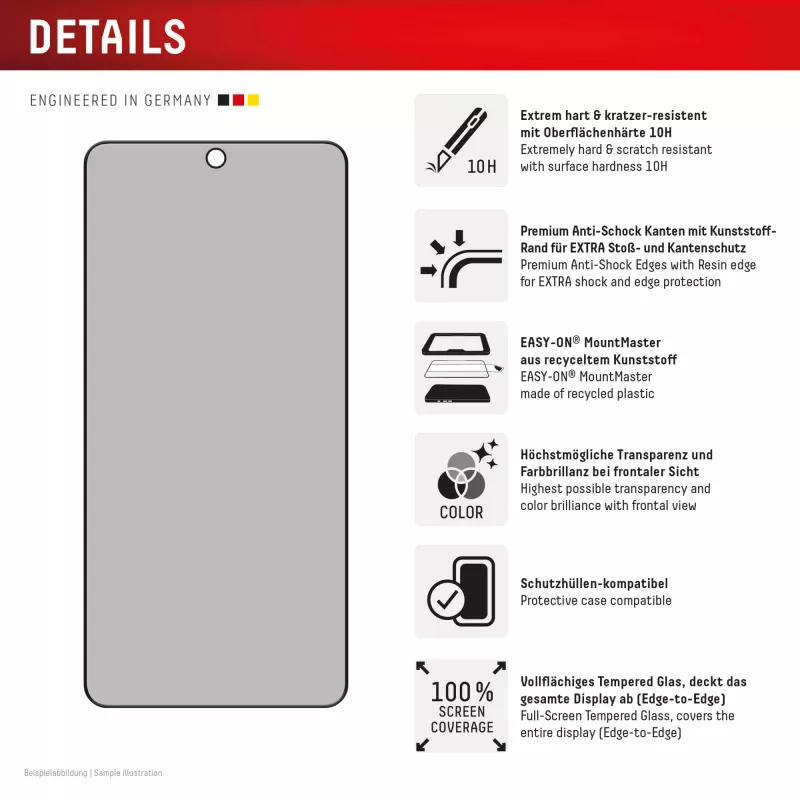 Displex privacy displayschermglas (10H) voor Samsung S26, privacyfilter