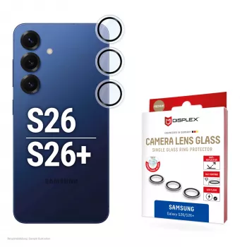 Camerlensglasbescherming voor Samsung Galaxy S26 / S26+ van e.v.i., gehard 10H, DLC, enkele ring, snelle montage, transparant